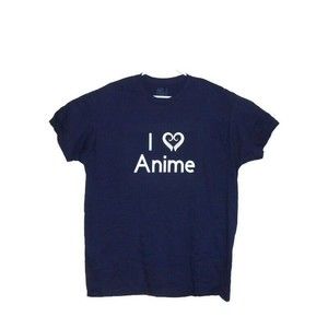 I Heart Anime Men's XL T-shirt, Funny I Love Anime Heart Is‎ Tentacles Dark Blue